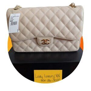 CHANEL Jumbo Beige Classic Flap GHW